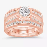 Womens 1/ CT. T.W. Natural White Diamond 14K Rose Gold Wedding Ring Guard