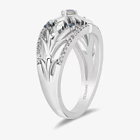 Enchanted Disney Fine Jewelry Womens 1/5 CT. Lab Created White Opal Sterling Silver Elsa Frozen Cocktail Ring