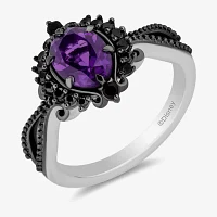 Enchanted Disney Fine Jewelry Villains Womens 1/6 CT. T.W. Genuine Purple Amethyst Sterling Silver The Little Mermaid Ursula Halo Cocktail Ring