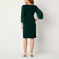 Connected Apparel 3/4 Split Sleeve Sheath Dress