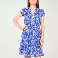 MSK Womens Short Sleeve Floral Shirt Dress