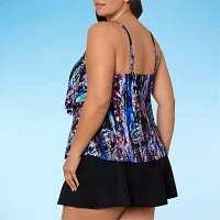 Trimshaper Animal Print Animal Tankini Swimsuit Top Plus