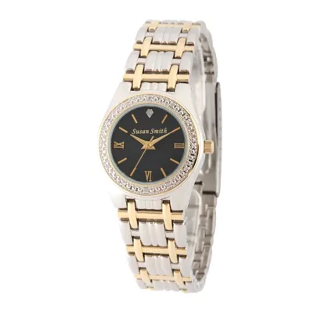 Personalized Dial Womens Diamond-Accent Two-Tone Bracelet Watch