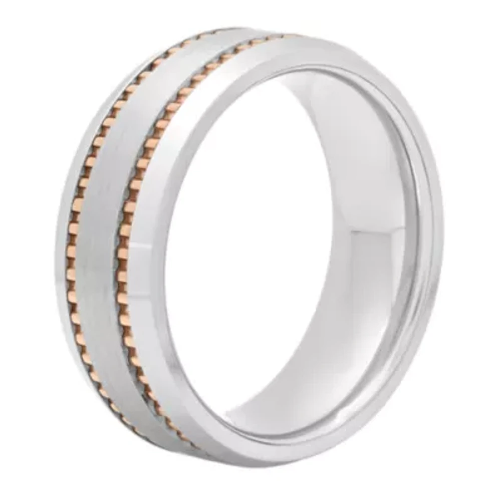 Mens Tungsten Carbide Two-Tone Wedding Band