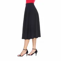 White Mark Tasmin Womens Mid Rise Stretch Fabric Midi Flared Skirt