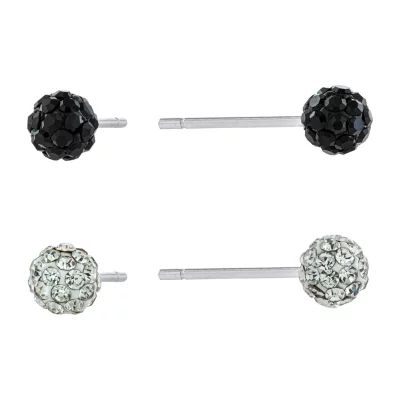 Silver Treasures Pair Crystal Ball Earring Set