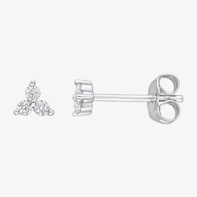 1/10 CT. T.W. Natural White Diamond 10K White Gold 3.7mm Triangle Stud Earrings