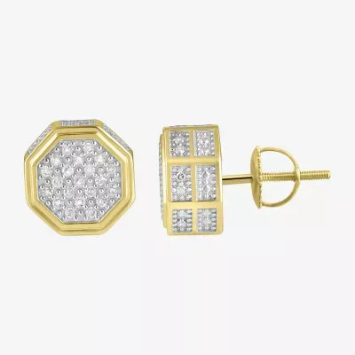 1/3 CT. T.W. Natural White Diamond 10K Gold 10mm Stud Earrings