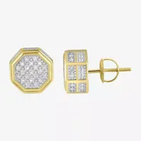 1/3 CT. T.W. Natural White Diamond 10K Gold 10mm Stud Earrings