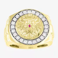 Mens Lion 1/4 CT. T.W. Genuine White Diamond 10K Gold Fashion Ring