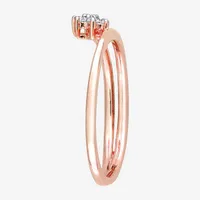 Womens Diamond Accent Natural White 18K Rose Gold Over Silver Flower Delicate Stackable Ring