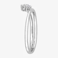 Womens Diamond Accent Natural White Sterling Silver Flower Delicate Stackable Ring