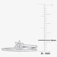 Womens Diamond Accent Natural White Sterling Silver Flower Delicate Stackable Ring