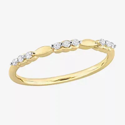 Womens 1/10 CT. T.W. Natural White Diamond 18K Gold Over Silver Delicate Stackable Ring