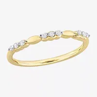 Womens 1/10 CT. T.W. Natural White Diamond 18K Gold Over Silver Delicate Stackable Ring