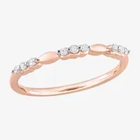 Womens 1/10 CT. T.W. Natural White Diamond 18K Rose Gold Over Silver Delicate Stackable Ring