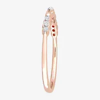 Womens 1/10 CT. T.W. Natural White Diamond 18K Rose Gold Over Silver Delicate Stackable Ring