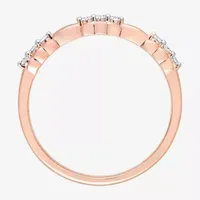 Womens 1/10 CT. T.W. Natural White Diamond 18K Rose Gold Over Silver Delicate Stackable Ring