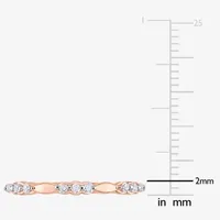 Womens 1/10 CT. T.W. Natural White Diamond 18K Rose Gold Over Silver Delicate Stackable Ring