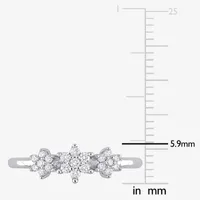 Womens 1/5 CT. Natural White Diamond Sterling Silver Flower Delicate Stackable Ring