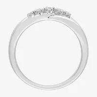 Womens 1/10 CT. T.W. Natural White Diamond Sterling Silver Crossover Delicate Stackable Ring