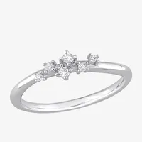 Womens 1/10 CT. T.W. Mined White Diamond Sterling Silver Delicate Stackable Ring