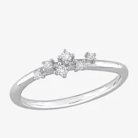 Womens 1/10 CT. T.W. Natural White Diamond Sterling Silver Delicate Stackable Ring