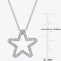 Womens 1/5 CT. Natural White Diamond Sterling Silver Star Pendant Necklace