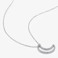 Womens 1/5 CT. T.W. Natural White Diamond Sterling Silver Moon Pendant Necklace