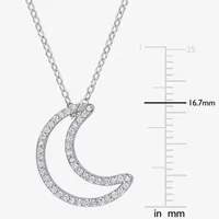 Womens 1/5 CT. T.W. Natural White Diamond Sterling Silver Moon Pendant Necklace