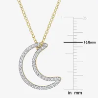 Womens 1/5 CT. T.W. Natural White Diamond 18K Gold Over Silver Moon Pendant Necklace