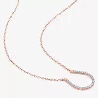 Horseshoe Womens 1/6 CT. T.W. Natural White Diamond 18K Rose Gold Over Silver Pendant Necklace