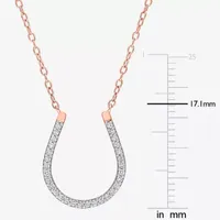 Horseshoe Womens 1/6 CT. T.W. Natural White Diamond 18K Rose Gold Over Silver Pendant Necklace