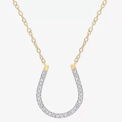Horseshoe Womens 1/6 CT. T.W. Natural White Diamond 18K Gold Over Silver Pendant Necklace