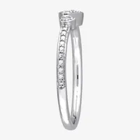 Womens Diamond Accent Natural White Sterling Silver Heart Delicate Stackable Ring