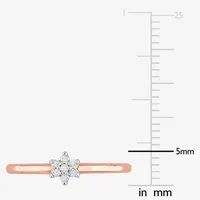 Womens Diamond Accent Natural White 18K Rose Gold Over Silver Flower Delicate Stackable Ring