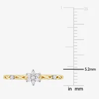 Womens 1/10 CT. T.W. Natural White Diamond 18K Gold Over Silver Flower Delicate Stackable Ring