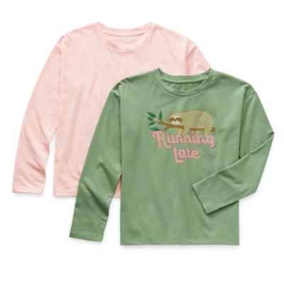 Thereabouts Little & Big Girls 2-pc. Round Neck Long Sleeve Graphic T-Shirt