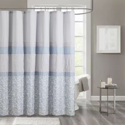 510 Design Lynda Printed And Embroidered Shower Curtain