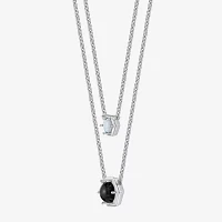 Womens Genuine Black Onyx Sterling Silver Round Pendant Necklace