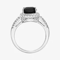 Womens Genuine Black Onyx Sterling Silver Cushion Cocktail Ring