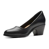 Clarks Womens Emily Ruby Block Heel Pumps