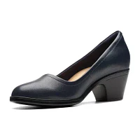 Clarks Womens Emily Ruby Block Heel Pumps