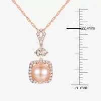 Womens Dyed Pink Cultured Freshwater Pearl 14K Rose Gold Over Silver Pendant Necklace