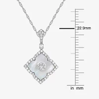 Womens White Sterling Silver Flower Pendant Necklace