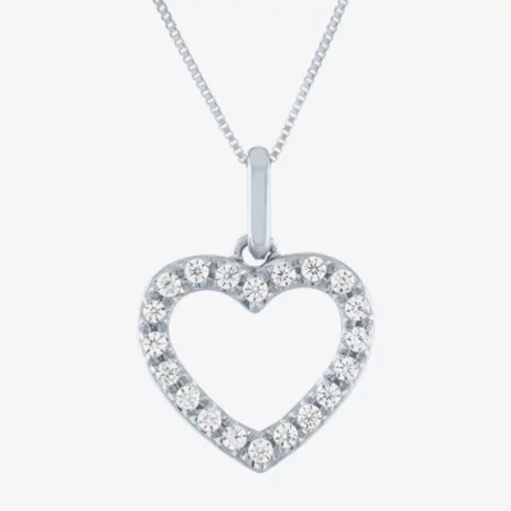 H-I / I1) Womens 1/ CT. T.W. Lab Grown White Diamond 10K Gold Heart Pendant Necklace