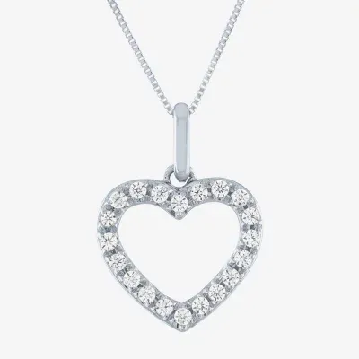 (H-I / I1) Womens 1/6 CT. T.W. Lab Grown White Diamond 10K Gold Heart Pendant Necklace