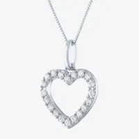 H-I / I1) Womens 1/ CT. T.W. Lab Grown White Diamond 10K Gold Heart Pendant Necklace