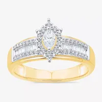Womens 3/4 CT. T.W. Mined White Diamond 10K Two Tone Gold Marquise Side Stone Bridal Set