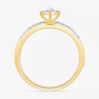 Womens 3/4 CT. T.W. Natural White Diamond 10K Two Tone Gold Marquise Side Stone Bridal Set